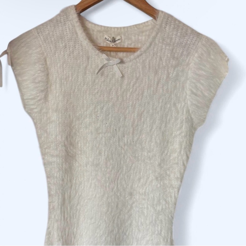 White Fuzzy Knit Mini Dress
